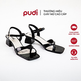 Sandal cao gót |PUDI| Sandal xỏ ngón, đế vuông 5cm chống trơn, không đau chân