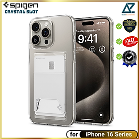 Ốp Lưng TPU trong suốt cho iPhone 16 Pro/ 16 Pro Max/ 16/ 16 Plu SPIGEN CRYSTAL SLOT, có khe đựng thẻ_ Hàng chính hãng