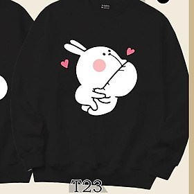 Áo Sweater cặp đôi thỏ trắng dễ thương Mr.Buffalo - T23 Đen, T23 Đen