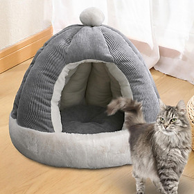 Cute Cat Bed Kitten Cave Kitten House Comfortable Portable Kitty Hut with Cushion Dog Bed Anti Slip Warm Nest Decorative Dog Kennel Pet Bed - Diameter 49CM