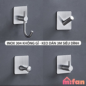 Móc Dán Tường Inox 304 Cao Cấp MIFAN - Keo 3M Siêu Dính - Treo Quần Áo, Khăn, Dụng Cụ Bếp, Đồ Nhà Tắm