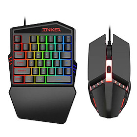 Hand Gaming Keyboard and Mouse Combo, 35 Keys Wired Mechanical Feel Backlit