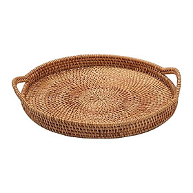 Rattan Round Serving Tray, Wicker Food Serving Baskets for  Bread Fruit