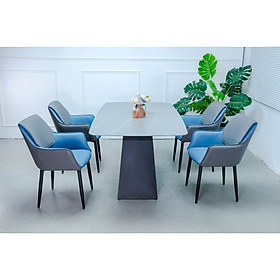 Bộ bàn ăn chân sắt mặt đá 4 ghế BBA-47