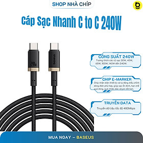 Cáp Sạc Nhanh C to C Baseus Dura Series 240W (48V/5A, 480Mbps)- Hàng Chính Hãng - GOLD BLACK 1M