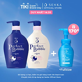 Bộ đôi sữa tắm dưỡng ẩm SENKA PERFECT BUBBLE( S.Tắm D.Ẩm SK PFW-Hương H.Hồng & Đinh Hương 500ml + Hương Linh Lan & Hoa Nhài 500ml)
