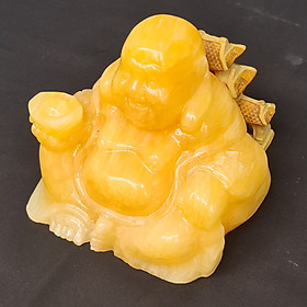 Tượng Phật Di Lặc Bát Vàng Đá Ngọc Hoàng Long - 15 Cm - Mx