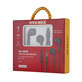 Tai nghe nhét tai có dây VivuMax J15 - Jack cắm 3.5mm, có Mic/Microphone - Hàng Chính Hãng