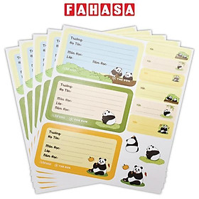 Nhãn Vở Fluffy Panda 3 Ô Kèm Sticker - The Sun (15 Nhãn)