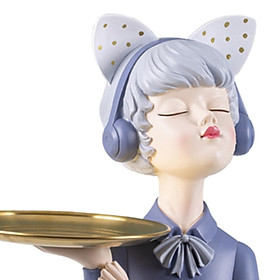 Girl Statue Sculpture Figurine Resin Craft Ornaments Tabletop Tray