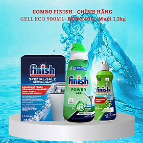 Combo Finish Eco 0% : Viên rửa bát Eco 70 viên + Bóng Eco 400ml + Muối 1,5kg