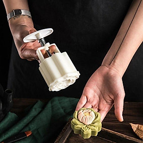 Mua Khuôn trung thu lò xo 1 mặt hoa sen 75gr