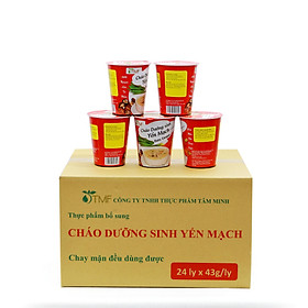 Thùng 24 ly cháo yến mạch dưỡng sinh ăn liền Tâm Minh (24 ly x 43 gam)