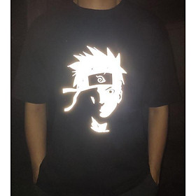 Áo Thun Nam Phản Quang In Mặt Naruto , anime Naruto , áo chất, đi đêm, đi phượt bao ngầu, nhìn đã mắt