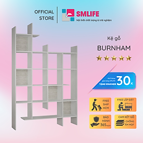 Kệ sách gỗ hiện đại SMLIFE Burnham  | Gỗ MDF dày 17mm chống ẩm | D120xR28xC190cm - Màu