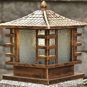 Mua Đèn trụ cổng mái chùa phi 200 màu đồng
