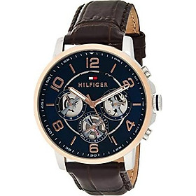 Tommy Hilfiger Men s Quartz Stainless Steel and Leather Casual Watch Color Brown Strap Model 1791290