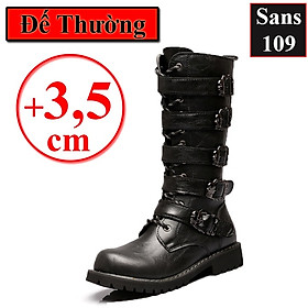 Giày boot nam nữ unisex couple cặp đôi Sans109 bốt cao cổ tăng chiều cao 7cm size 37 38 39 40 41 42 43 bigsize 44 45 46