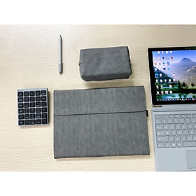 Set bao da, cặp da chống sốc, chống nước cho Microsoft Surface Pro 4, 5, 6, 7 kèm ví đựng sạc, chuột - Hàng chính hãng