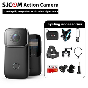 SJCAM C200 Action Camera 4K 16MP WiFi Anti-Shake Night Vision Waterproof Riding Helmet DV Recorder Webcam Thumb Sports Camera Color: Black