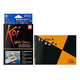 Màu Nước Nén Koi Water Colors Sakura 24 Màu - Tặng Sổ Sketch Book