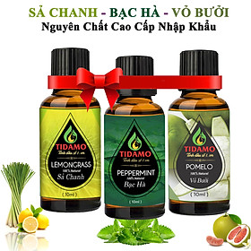 Hình ảnh Combo 3 Tinh Dầu Vỏ Bưởi + Tinh Dầu Bạc Hà + Tinh Dầu Sả Chanh Nguyên Chất - Tinh Dầu TIDAMO Cao Cấp Xông Phòng Giúp Thư Giãn, Thơm Phòng Và Nâng Cao Sức Khỏe (3 chai 10ML)