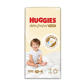 Tã quần Huggies Skin Perfect Mega Jumbo XXL64+4 miếng với 2 vùng thấm giảm kích ứng da