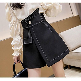 Quần Short nữ cạp cao chỉ viền nổi đen trắng mặc xinh năng đoong tôn dáng hottrend năm nay thời trang BANAMO 639