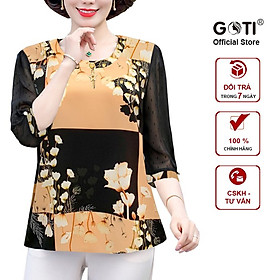 GOTI - Áo Kiểu U50-60 Bigsize Dành Tặng Mẹ Dạng Áo Sơ Mi Xếp Ly Tay Loe Cổ Nhún Bèo Cột Nơ – THỜI TRANG TRUNG NIÊN SIZE LỚN 3A22 3A17 3A21