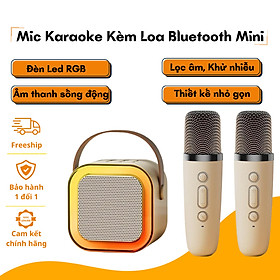 Loa Bluetooth mini kèm 2 micro hát karaoke không dây - Mic hát karaoke K12, âm thanh chất lượng, lọc âm khử nhiễu - Hàng chính hãng