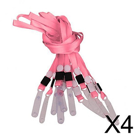 4x10x Lanyard ID Badge Holder Neck Strap Keychain With No Twist PVC Hook Pink