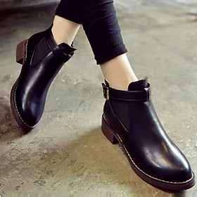 Giày boots nữ, giày bốt ống 1 khóa đế thấp S426