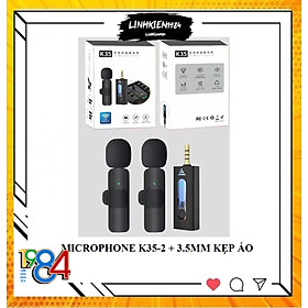 Mua Bộ 2 micro thu âm không dây cài áo K35 - 2 khử tiếng ồn để livestream phát trực tiếp quay video cổng jack 3.5mm