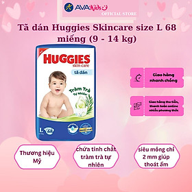 Tã dán Huggies Skincare size L 68 miếng (9 - 14 kg)