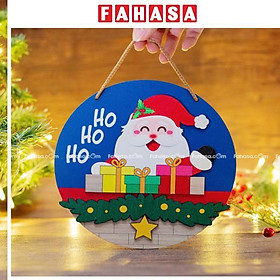 Bảng Gỗ Tròn Treo Tường Trang Trí Giáng Sinh - Bách Mộc - Ho Ho Ho