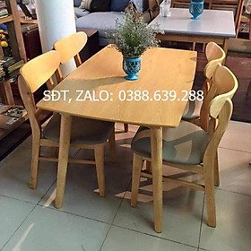 Mua Bàn ghế ăn gỗ cao su (bàn 120cm chân tròn +4 ghế mango mặt nệm)