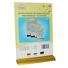 Kệ Mica 02 Mặt Đế Nhôm A4 E37 (KT: 21 x 30cm)