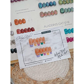 Nail Box thiết kế thủ công ChangNails - Cam bóng, line trắng đính đá đơn giản