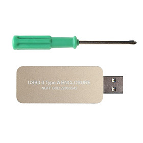USB 3.0 to 2230/2242 NGFF M.2 B Key SSD External Enclosure Case Cover Gold