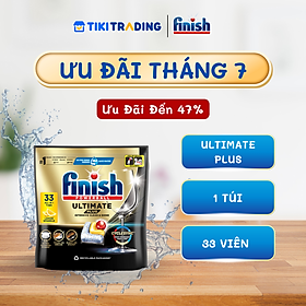 Viên rửa chén bát hương chanh Finish Ultimate plus All in 1, túi 33 viên - Dòng siêu cao cấp - 1 Túi 33v