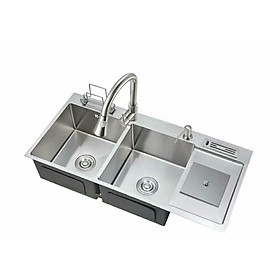 Mua Chậu rửa bát INOX 304 02 hộc  có hộc để rác tiện lợi