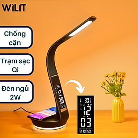 Mua Đèn bàn đèn học Wilit U8Q - Nhập Đức - Chống cận - 6 trong 1 | Sạc di động không dây | Đèn ngủ  đồng hồ  lịch  nhiệt kế  báo thức  Màu nâu coffee 