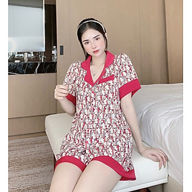 Mẫu mới đồ bộ nữ pijama mặc nhà dễ thương lụa ngủ áo cộc quần đùi cao cấp