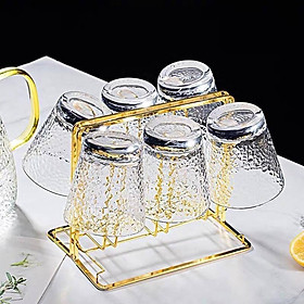 Bộ 6 cốc thủy tinh trắng uống nước, trà cà phê vân nhám cao cấp