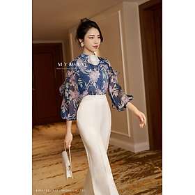 Áo Sơ Mi Công Sở Nữ My Way Tay Bồng Đính Hoa Sang Trọng 6MA0769