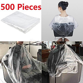 500xWaterproof Disposable Hair Cutting Cape Gown Hair Cut Capes Apron+Clips