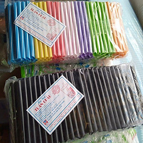 Mua 1bịch ống hút chân châu đen sọc màu