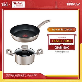 Combo Chảo chiên Tefal Sensation H9100614 28 cm & Nồi chống dính Tefal Sensation H9104614 24cm - Hàng chính hãng