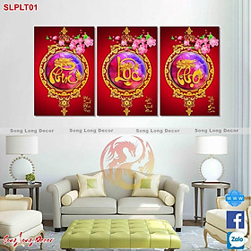 TRANH DÁN TƯỜNG 3D PHÚC LỘC THỌ THƯ PHÁP - BỘ 3 TRANH PHÚC LỘC THỌ DÁN TƯỜNG SIZE 1M2 - 1M5