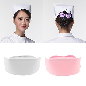 2Pcs Ladies Women Nurse Hat Fancy Dress Adult Costume Party Accessories, Pink & White